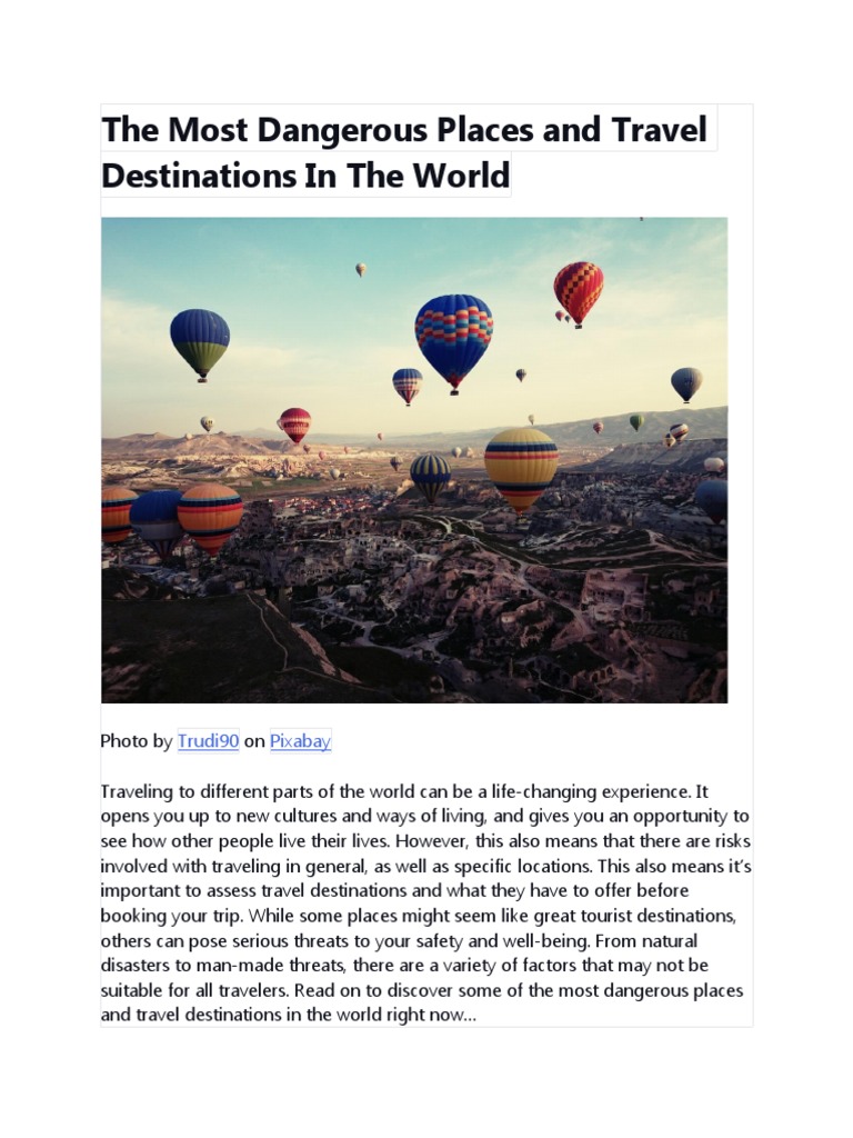 The Most Dangerous Places and Travel Destinations in The World | PDF ...