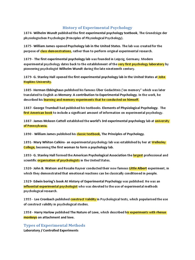History of Experimental Psychology | PDF | Science & Mathematics