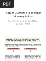fenomeno fisico e quÃ­mico e reaÃ§Ãµes quÃ­micas