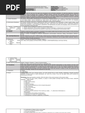 English 7 4th Quarter Week 2 Detailed Lesson Plan