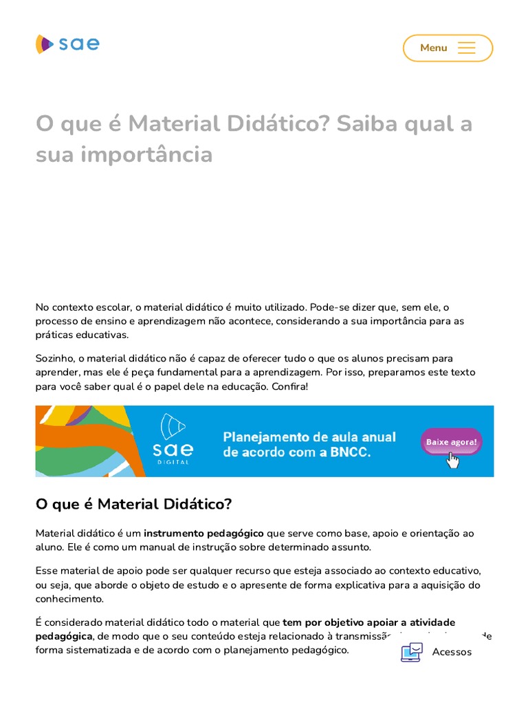 O Que É Material Didático - Saiba Qual A Sua Importância - SAE Digital ...