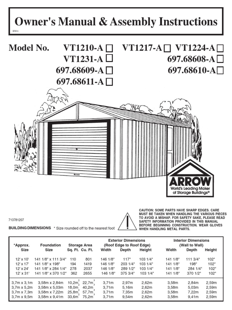 Arrow 10x12 Shed Assembly Guide | PDF | Truss | Screw