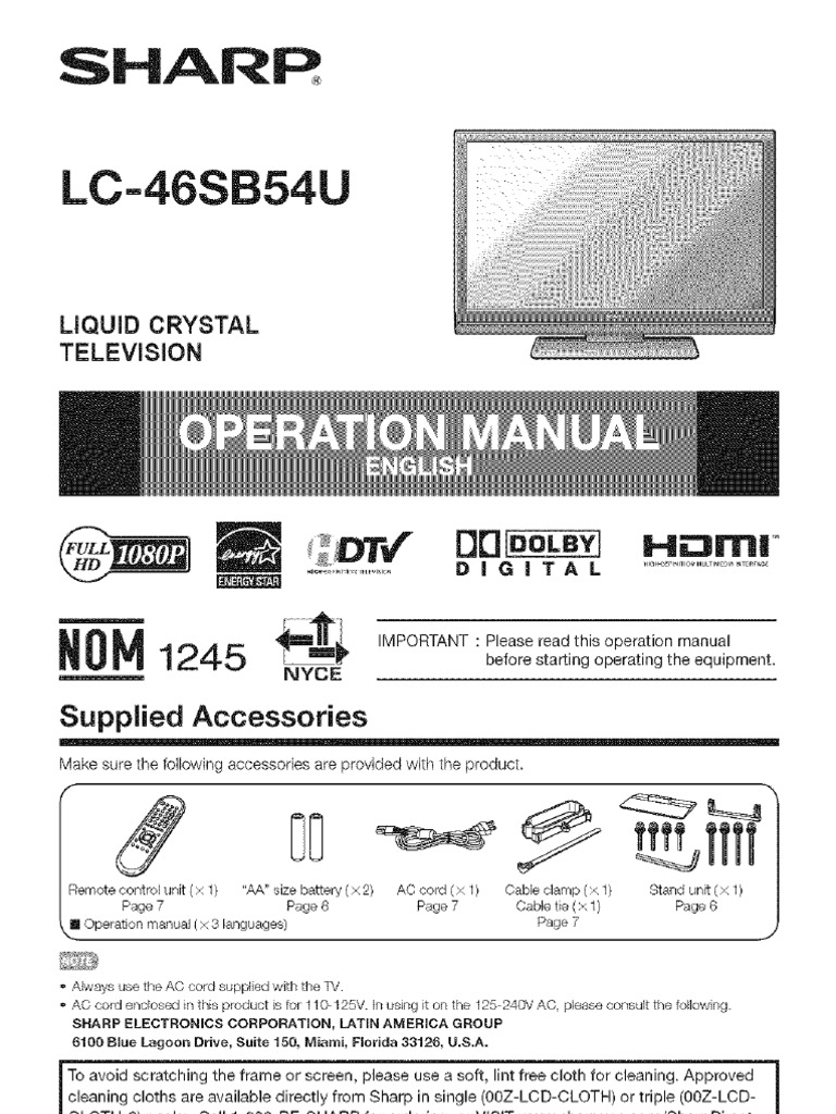 Sharp Tv User Guide