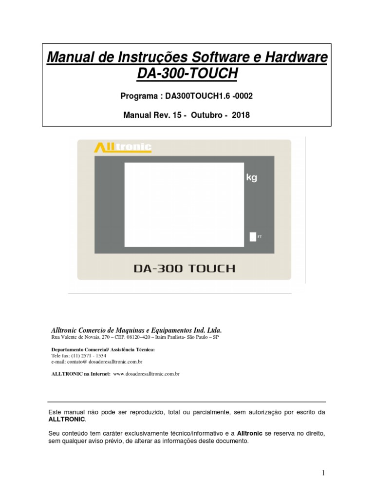 Manual de Instruções DA300-TOUCH-1.6 | PDF | Rede de computadores | Barulho
