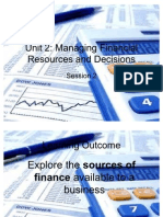 Unit 2 Criteria 1-1 Sources of Finance