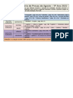 Calendário de Provas de Agosto 5 Ano