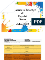 Planeamiento didáctico de Español Sexto Julio 2022