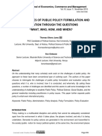 The Challenges of Public Policy Formulation and Evaluation Through The Questions "What, Who, How, and When?