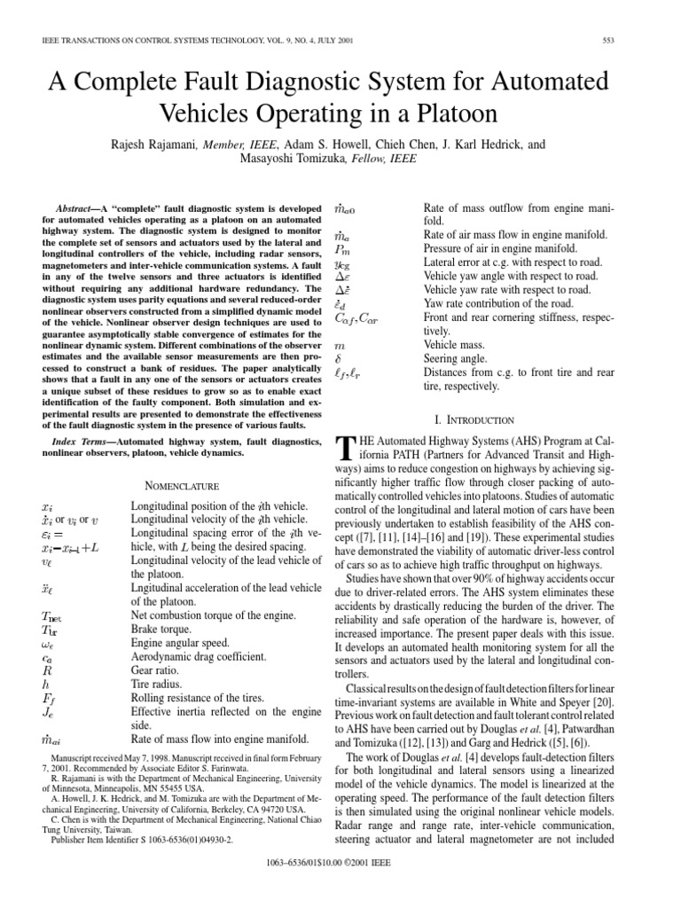 A Complete Fault Diagnostic System For Automated PDF Control Theory
