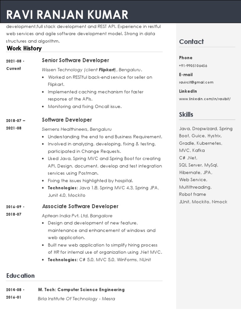 Ravi Java 5year | PDF | Spring Framework | Software
