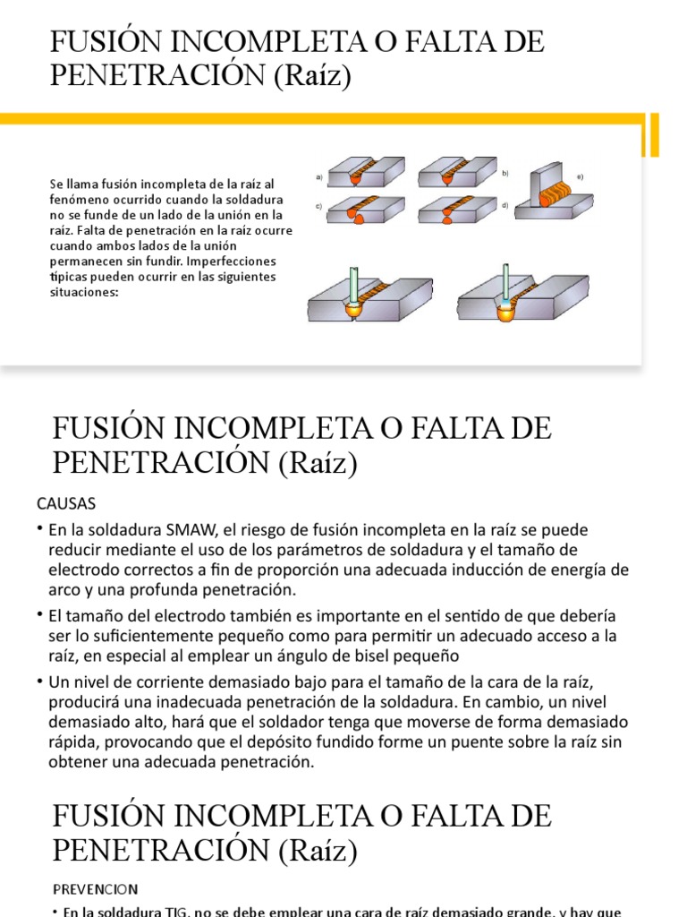 Fusión Incompleta o Falta de Penetración (Raíz) y Socavacion | PDF ...