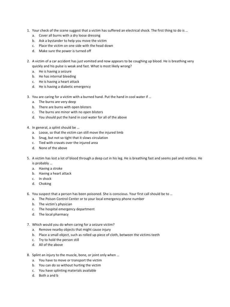 FIRST AID Practice PDF Cardiopulmonary Resuscitation Diseases And