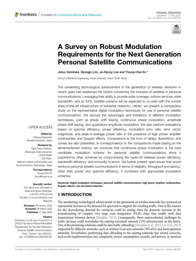 A Survey On Robust Modulation Requirements For The Next Generation ...