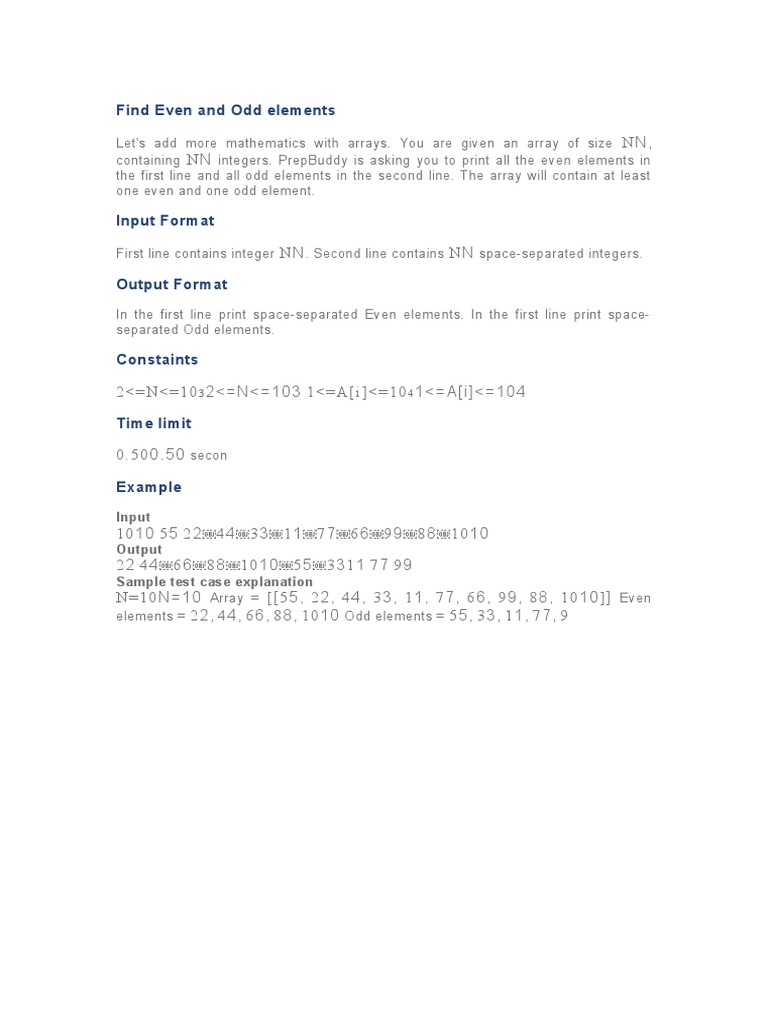 3.find Even and Odd Elements | PDF | Teaching Methods & Materials