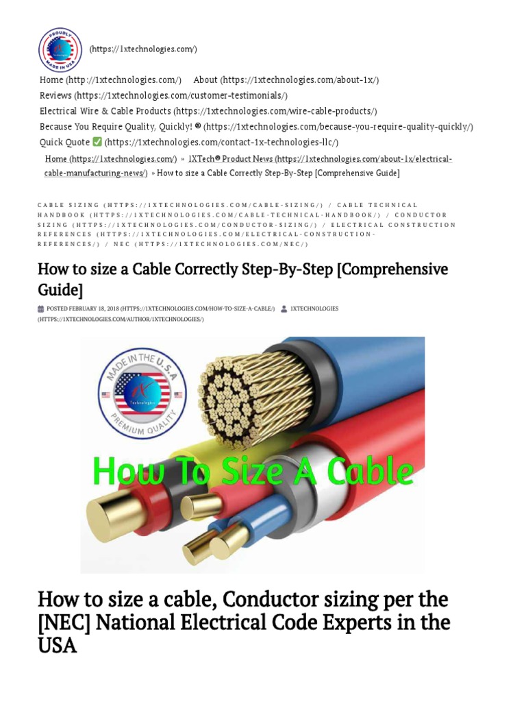 How To Size A Cable Correctly Step-By-Step (Comprehensive Guide) | PDF ...