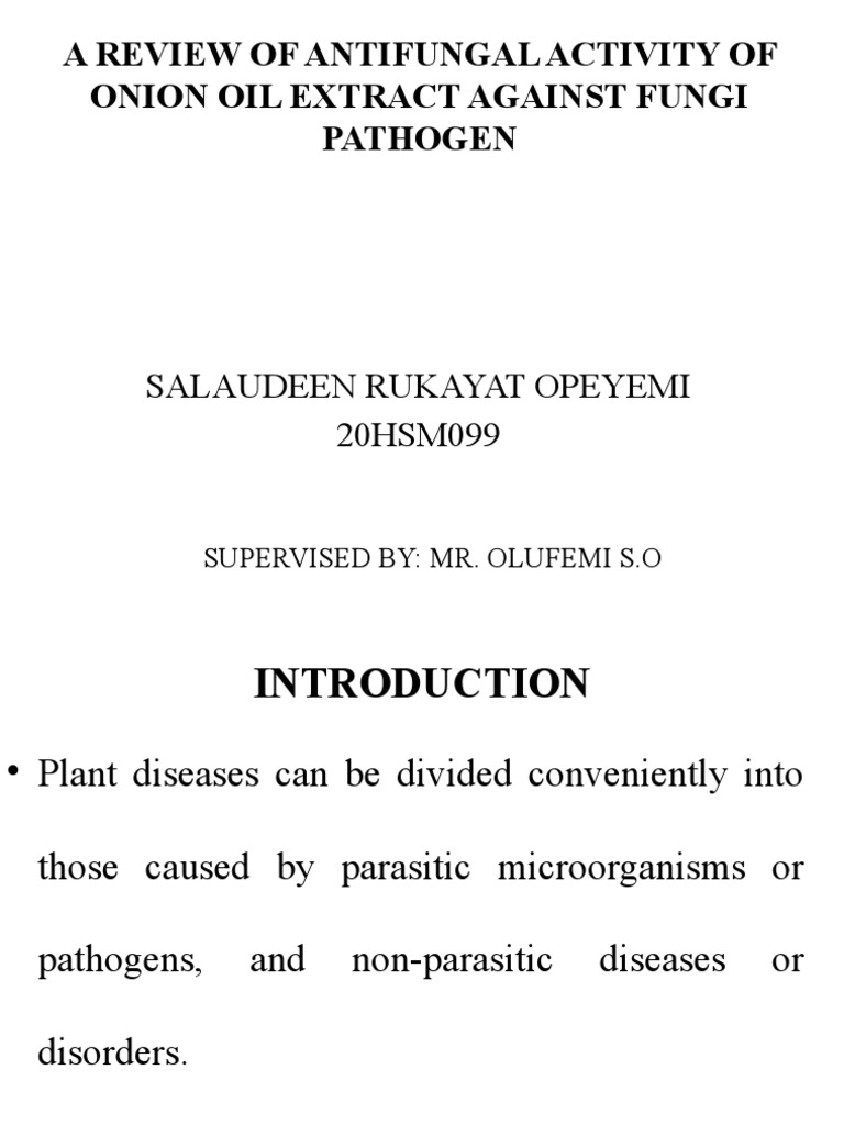 A Review of Antifungal Activity of Onion Oil1 PDF Fungicide Fungus