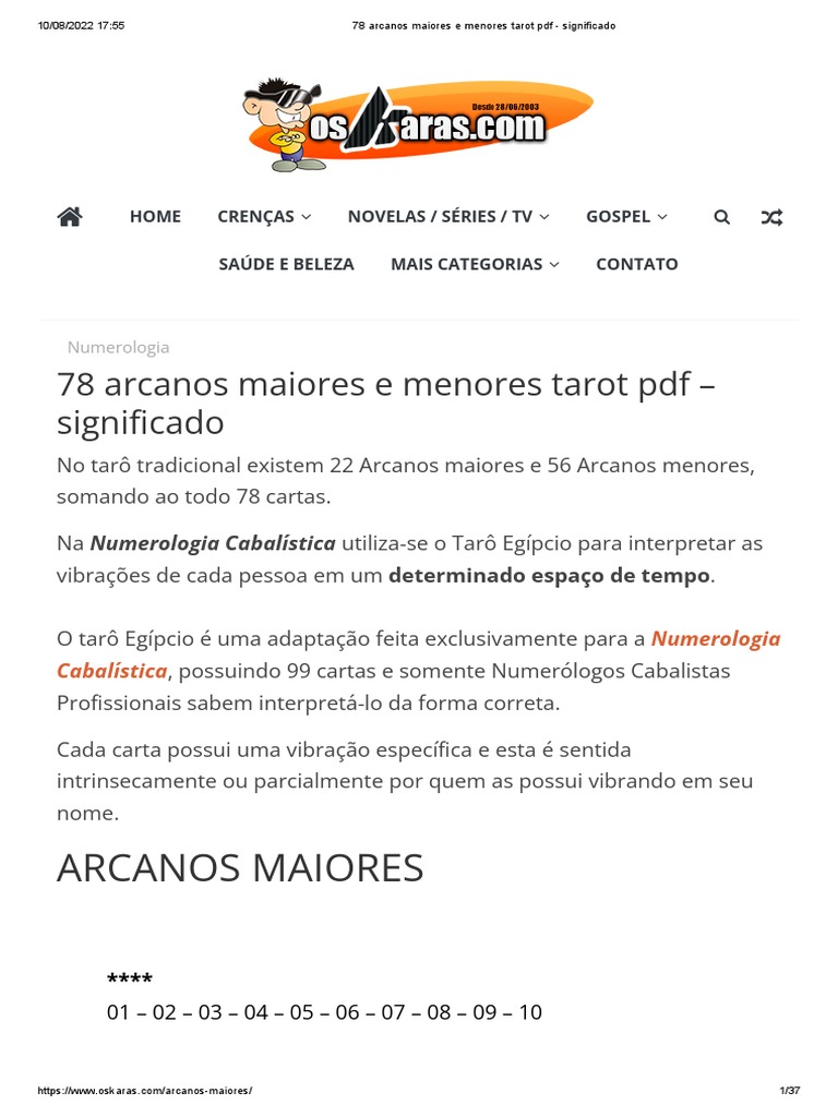 Tarô - O Significado Dos Arcanos, PDF, Tarô