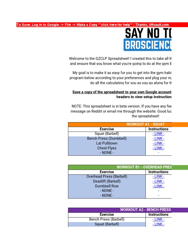 GZCLP Workout Spreadsheet Guide | PDF | Weight Training | Weight