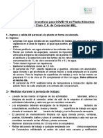 Actualización Protocolo COVID-19. Alimentos Campo Claro