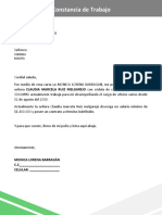 18 Carta Laboral Constancia de Trabajo