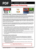 Mass Food Poisoning: SOL - Lessons Learnt Alert