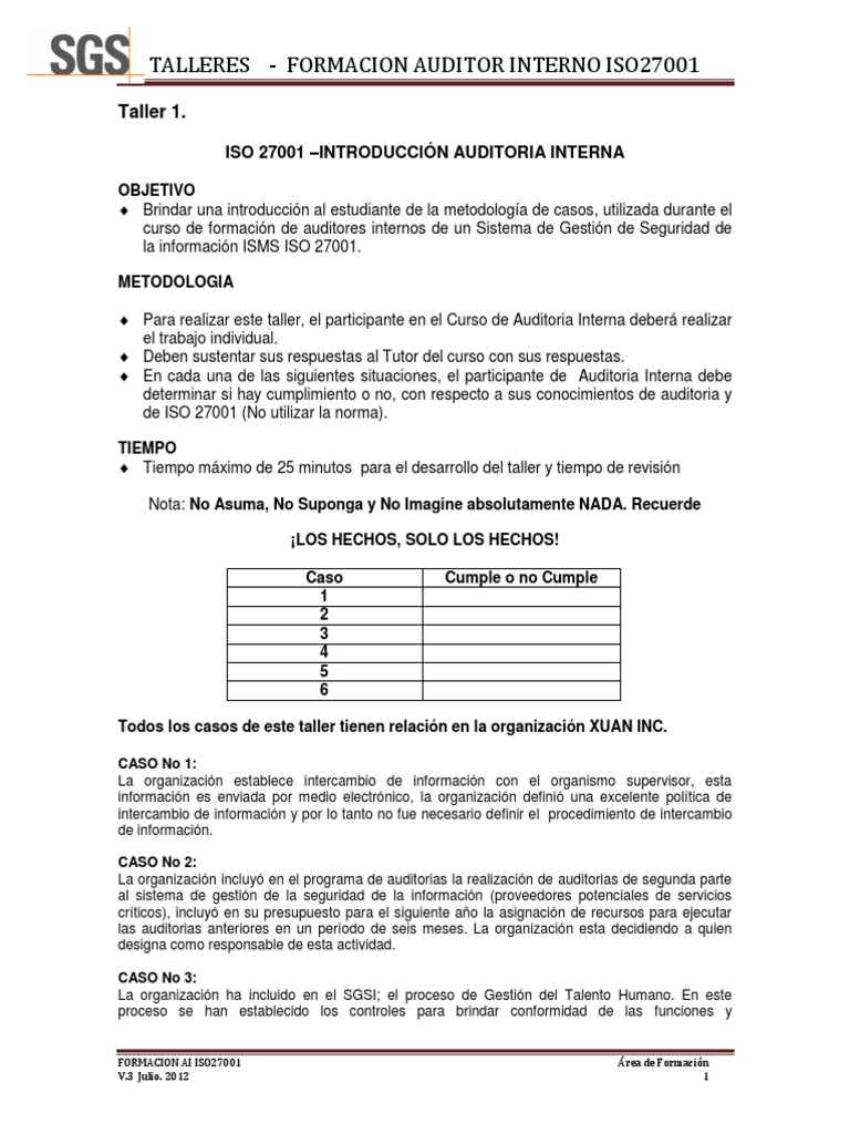 Formación Auditores ISO 27001 | PDF | Auditoría | Seguridad de información