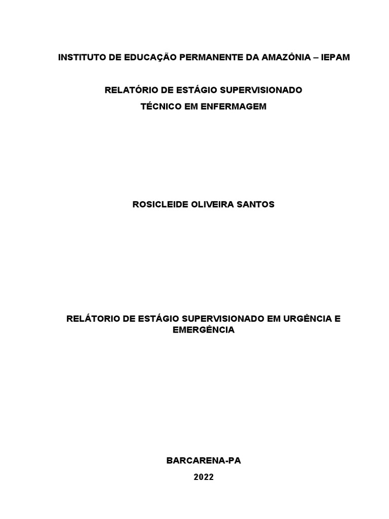 Relatório de Estagio Tecnico de Enfermagem Ue | PDF | Enfermagem | Hospital