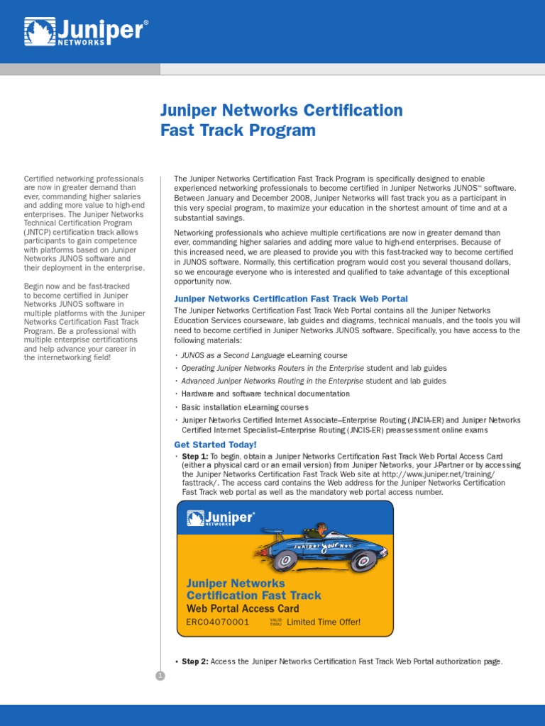 Juniper Networks Certification Fast Track PDF Juniper Networks Educational Technology