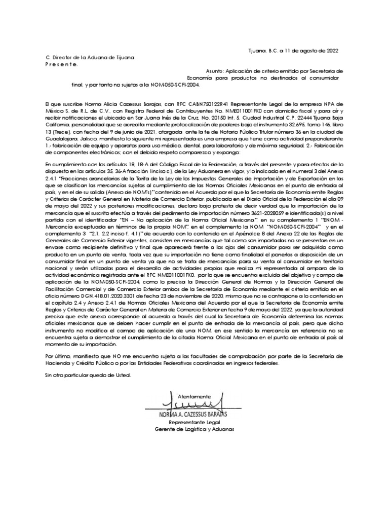 Exención de NOM-050-SCFI-2004 en Importación | PDF | México | aduana