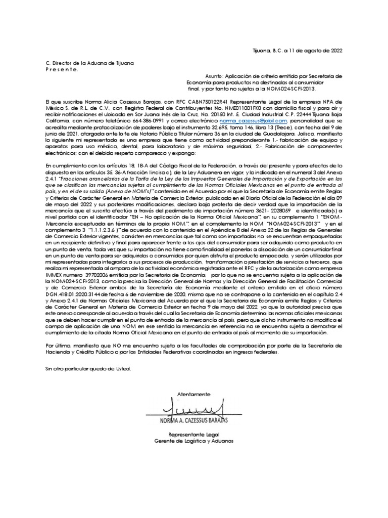 Exención de NOM-024-SCFI-2013 en Importación | PDF | México | aduana