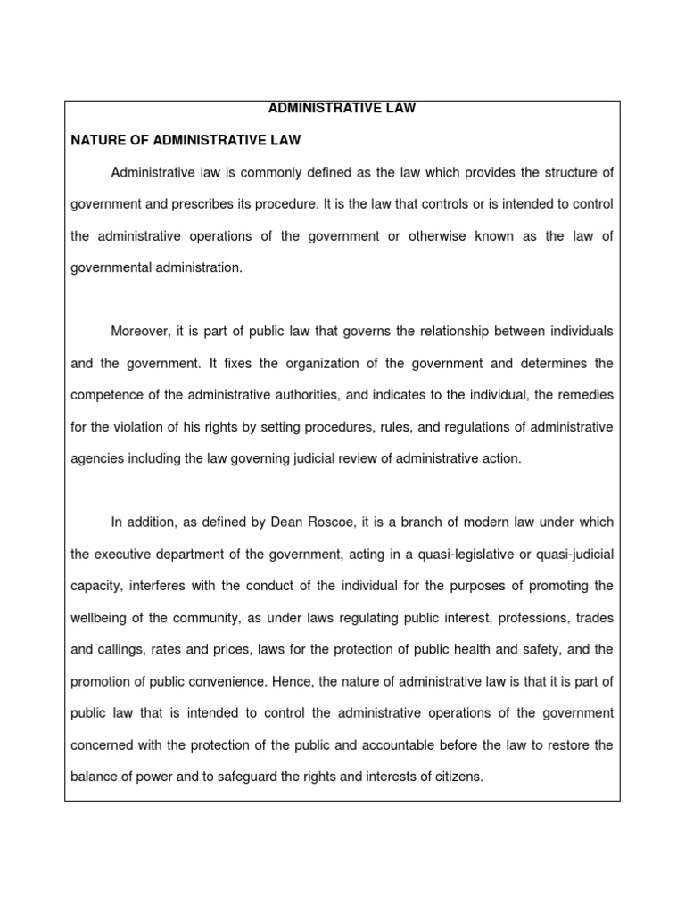 Administrative Law Nature Of Administrative Law Download Free Pdf