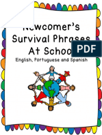 Newcomer's Survival Phrases at School: English, Portuguese and Spanish
