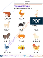 Missing Letters Worksheets Farm Animals 1