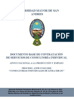 Contratación de consultoría individual para línea IDR-DU en la UMSA