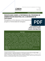 Percepciones Sobre La Pertinencia Del Programa de Administración Industrial de La Universidad de Cartagena