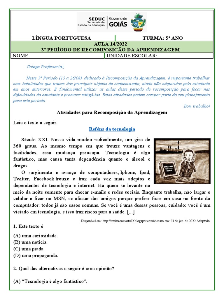 Atividades de Recomposição 5º Ano | PDF | Jaguar | Frango