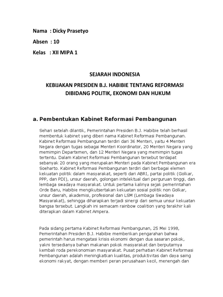 restrukturisasi perbankan BJ Habibie