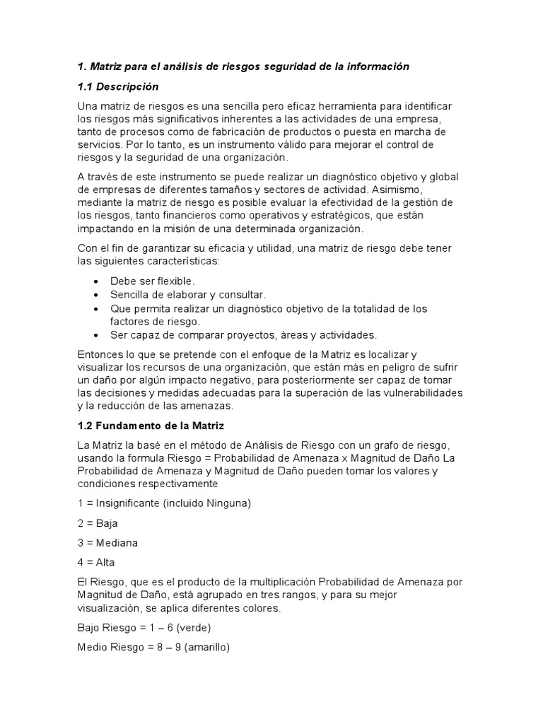 Matriz de Riesgos ISO 27001 | PDF | Riesgo | Organización internacional ...