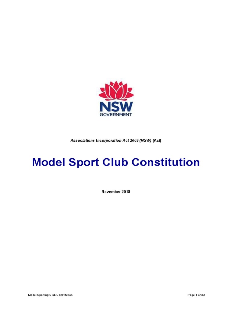 Model Sport Club Constitution Template PDF Constitution Sports