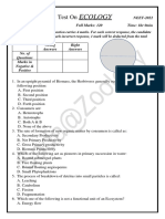 Test On ECOLOGY NEET BIOLOGY