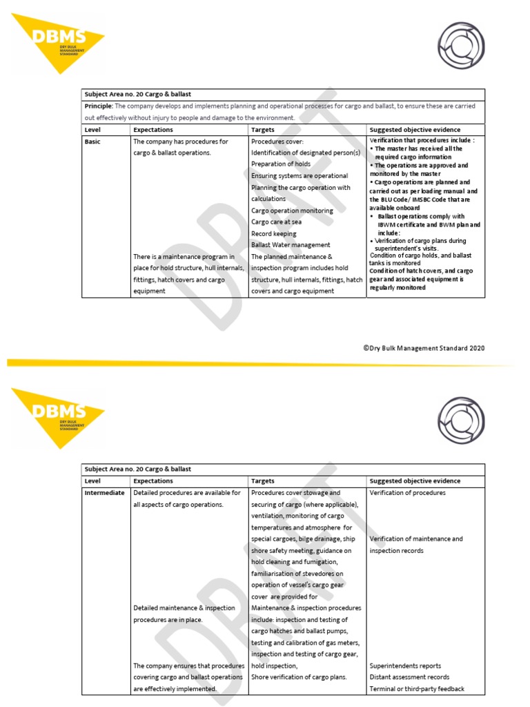 DBMS Process Subject Area No. 20 Cargo Ballast | PDF | Cargo | Audit