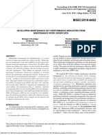 MSEC2018-6492: Developing Maintenance Key Performance Indicators From Maintenance Work Order Data