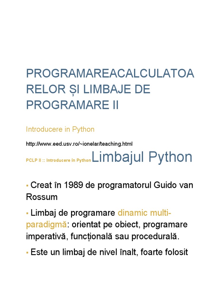 Curs 7 - Limbajul Python | PDF