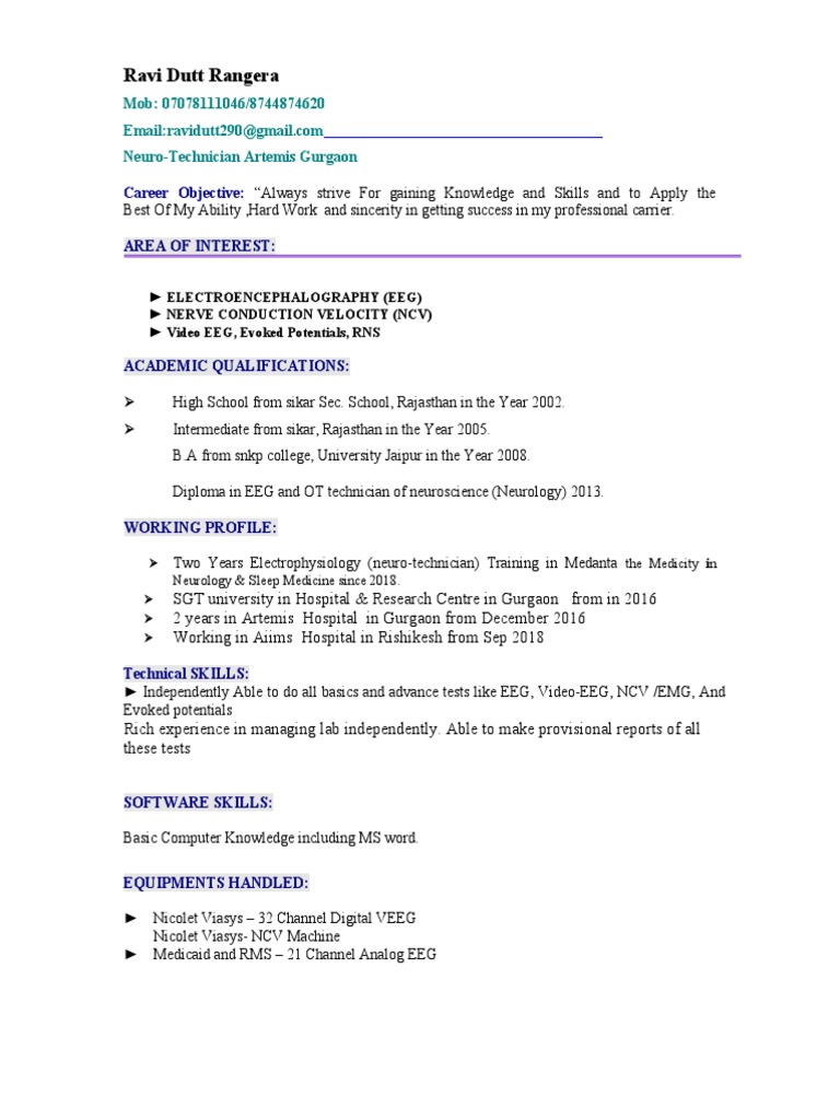 Ravi Dutt Rangera: Career Objective: Area of Interest | PDF