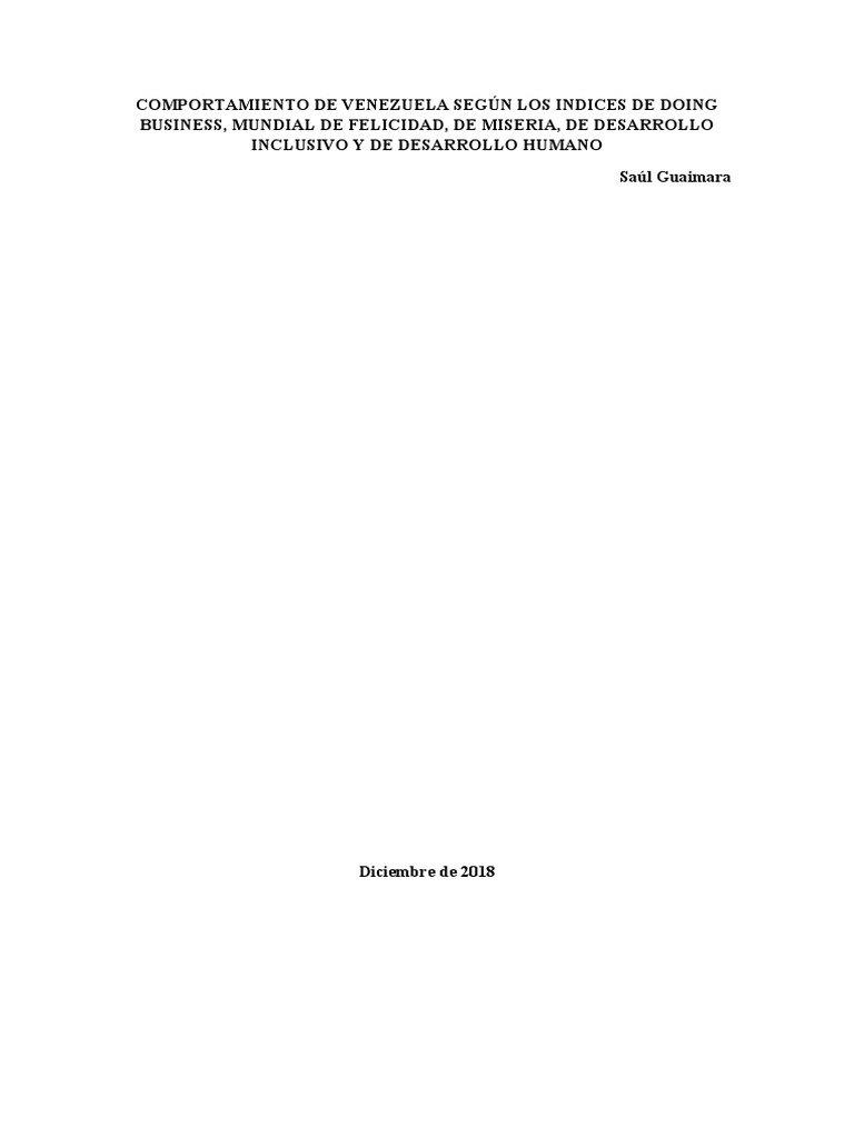 Comportamiento de Venezuela Según Los Índices Doing Business