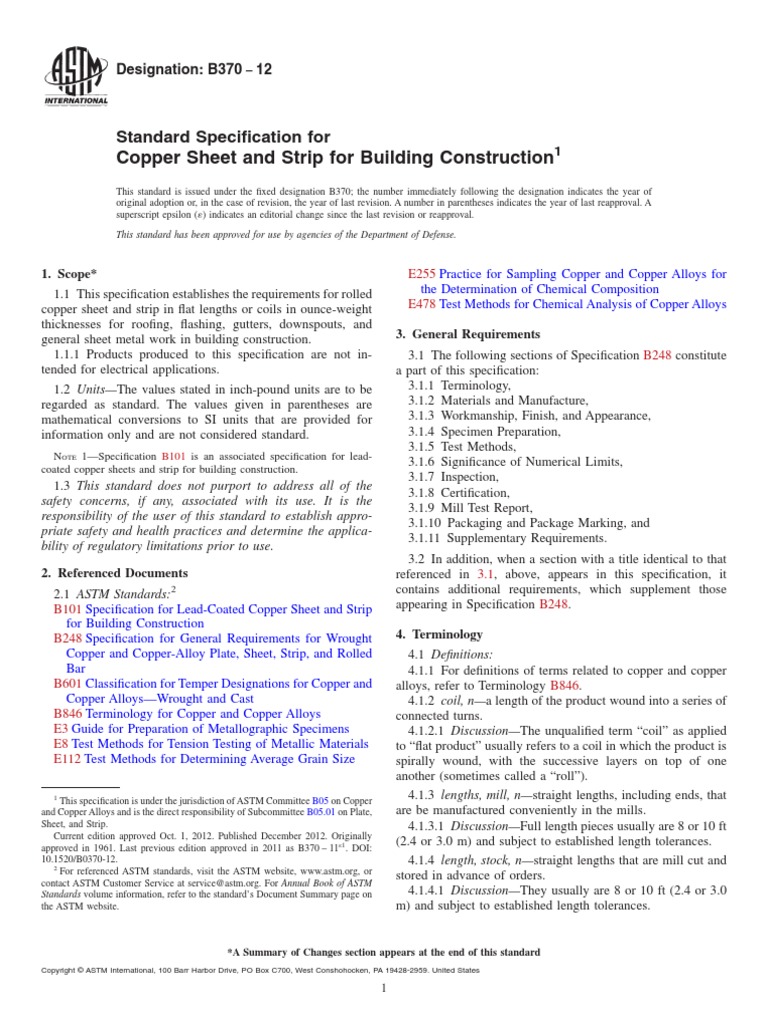 Astm B370-12 | PDF