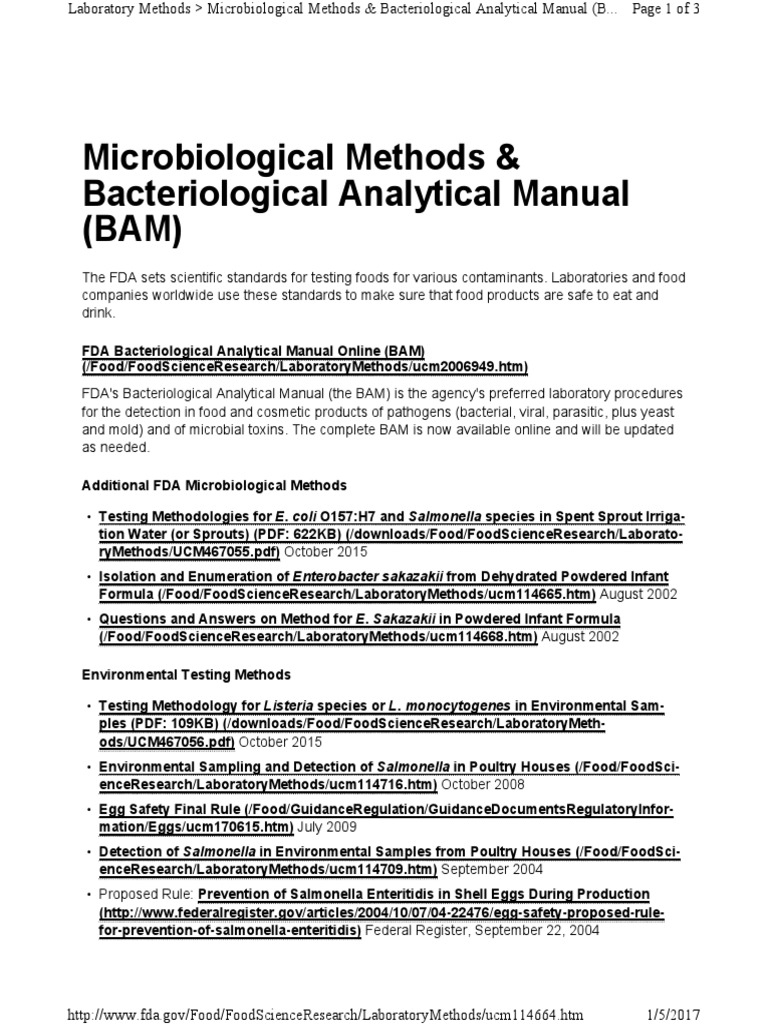 Microbiological Methods & Bacteriological Analytical Manual (BAM) PDF