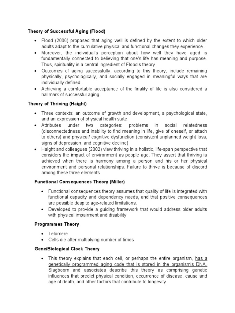 Theory of Successful Aging (Flood) | PDF | Ageing | Hormone