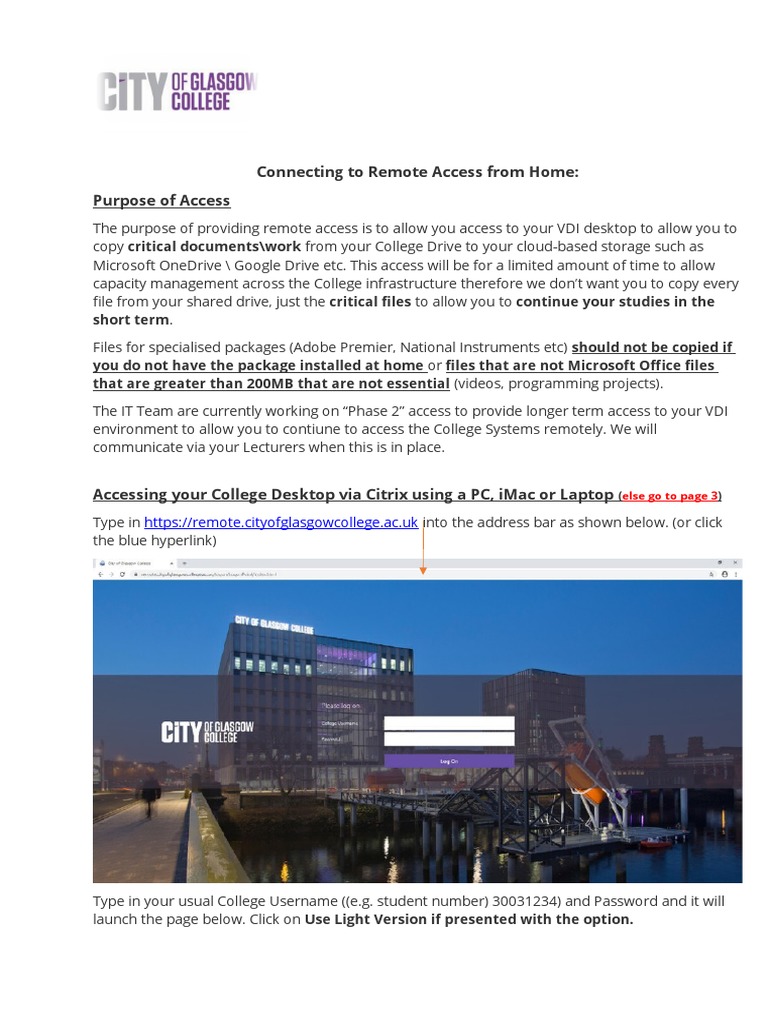 Student Remote Access Guide | PDF