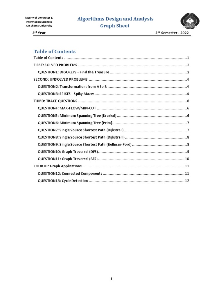 Graph Sheet V.2 | Download Free PDF | Graph Theory | Computational Problems
